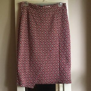 Maeve Geometric Faux Wrap Knit Pencil Skirt